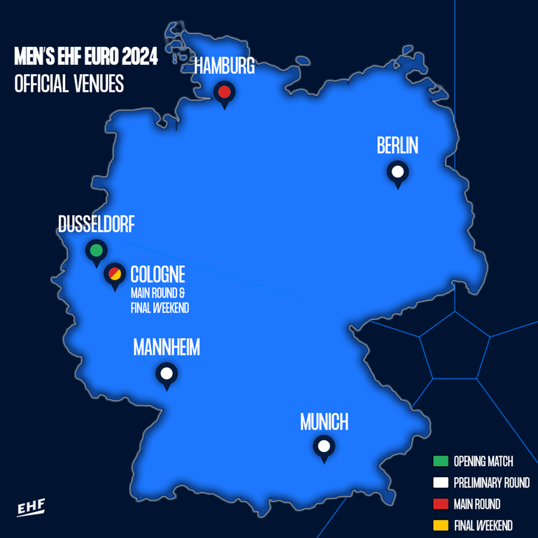 Six venues revealed for Men’s EHF EURO 2024